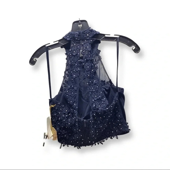 Say Yes To The Prom Size 7 Navy Blue Dedazzled Top. New With Tags - Picture 2 of 9